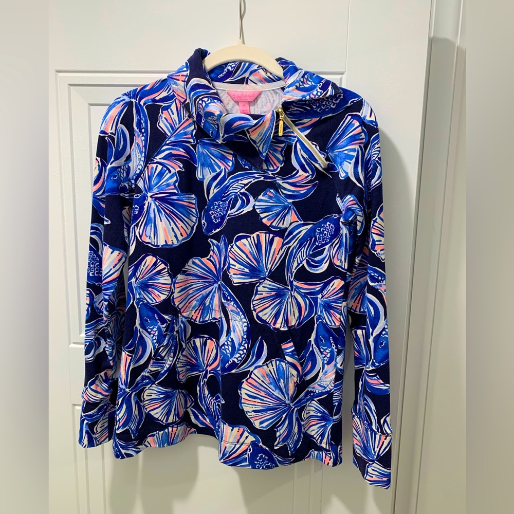 Lilly Pulitzer XS Skipper Popover Sea Shells Pink and Navy